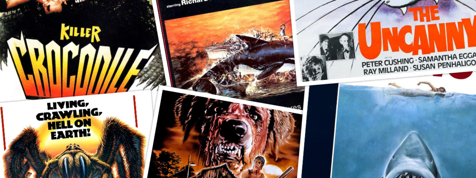 collage of animal themed horror posters