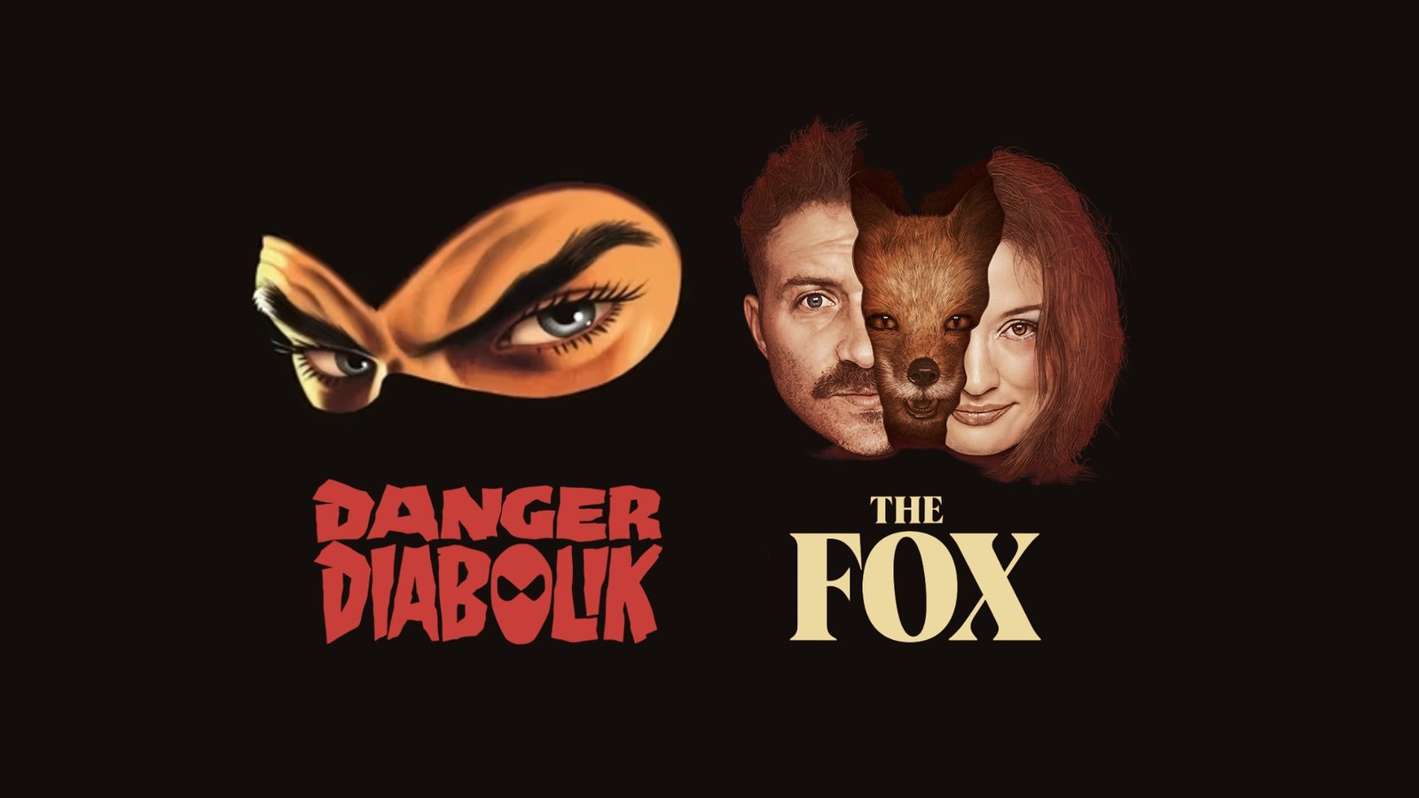 A graphic featuring art and titles of Danger Diabolik and The Fox.